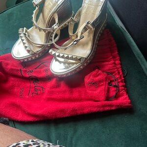Christian Louboutin Gold Sandals Elegant Design